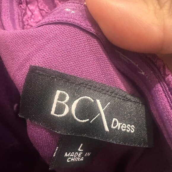 BCX Womens Strapless Textured Bubble Hem Mini Dress Floral Embossed Size L Plum - Picture 6 of 7